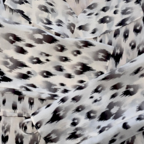 Rebecca Taylor Silk Ruffle Ivory Cream Leopard Animal Print Blouse Top Size 0 - Picture 3 of 7